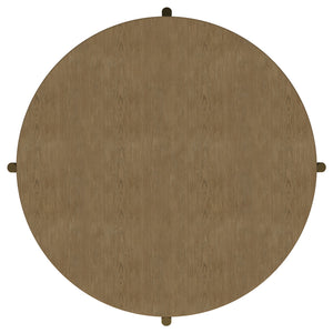 English Elm Benson Round Coffee Table with Rattan Shelf Brass Legs and Bold Matte Finish Sand B062P440110
