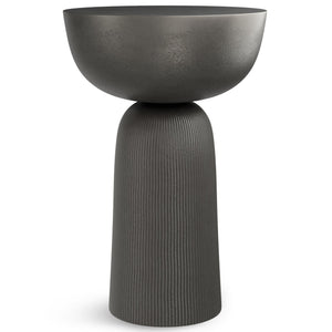 English Elm Hughes Cast Aluminum Side Table - Hand-Finished Black Nickel Tulip Design, Versatile 23.6" Height B136P239034