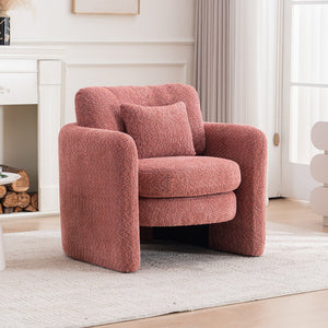 English Elm Rounded Corner Modern Chair Chenille Upholstered Ergonomic Seat Spacious Comfort Durable Style Red W3206P298325