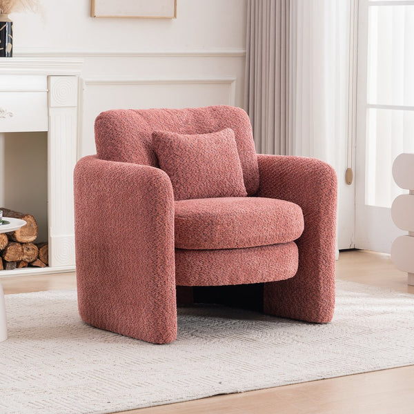 English Elm Rounded Corner Modern Chair Chenille Upholstered Ergonomic Seat Spacious Comfort Durable Style Red W3206P298325