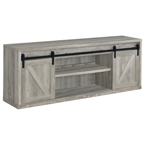 English Elm The Grey Driftwood Rustic 2-Door Engineered Wood TV Stand with Ample Storage and Durable Finish B062P331095