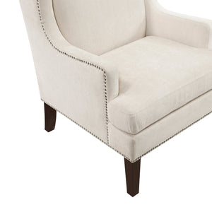 English Elm 1Pc Stylish Beige Accent Chair With Foam Cushion, Nailhead Trim - Perfect For Living Rooms & More! B011P287703