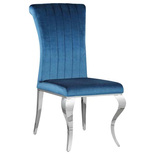 English Elm Shambrook Blue Upholstered Side Chairs Set of 4 — Tufted Curved Back, Plush Padding, Sleek Dramatic Legs B062S00803