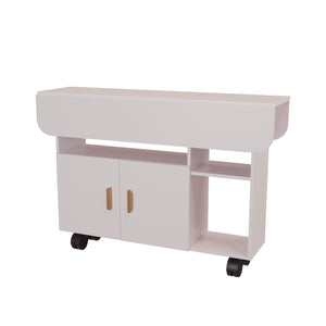 English Elm Modern Drop Leaf Rectangle Dining Table on Wheels with Drawer for Small Spaces W3101P420069