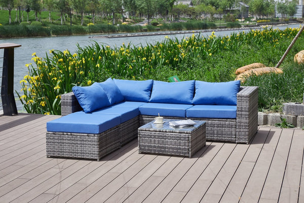 English Elm Patio Sofa With All-Weather Cushions For Stylish Outdoor Relaxation And Entertaining Spaces B205S00063-GIGA