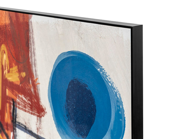 Sunpan COLONIAL Hand-Textured Abstract Canvas Art in Black Floater Frame - Bold Modern Wall Decor 48"x72" A0355