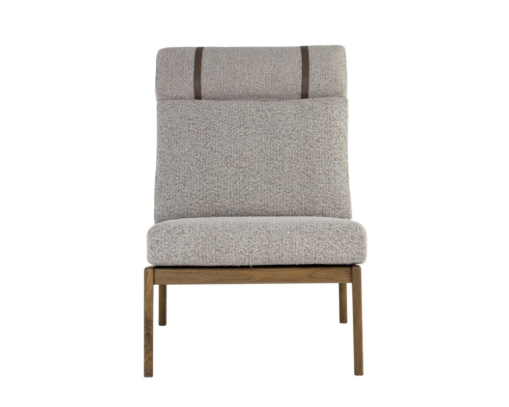Sunpan ELANOR Lounge Chair - Stylish Walnut Frame with Copenhagen Cappuccino Boucle & Leather Straps 112585