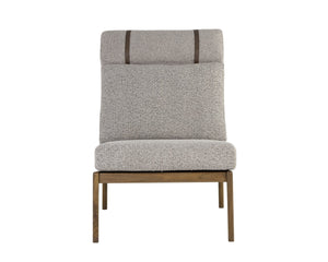 Sunpan ELANOR Lounge Chair - Stylish Walnut Frame with Copenhagen Cappuccino Boucle & Leather Straps 112585