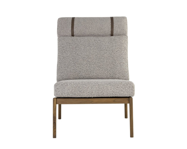 Sunpan ELANOR Lounge Chair - Stylish Walnut Frame with Copenhagen Cappuccino Boucle & Leather Straps 112585