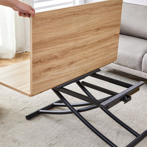 English Elm Table and Chair Set Adjustable Height Mdf Wood Grain Top with Four Pu Seats W1151S03991