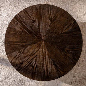 English Elm 31.5" Round Mid-century Coffee Table with Lower Shelf Solid Wood Legs and Mdf Top Brown W757P370297