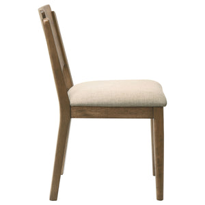 English Elm Graham Walnut Wood Dining Chairs with Beige Seat Cushions Modern Set of Two B062P441071