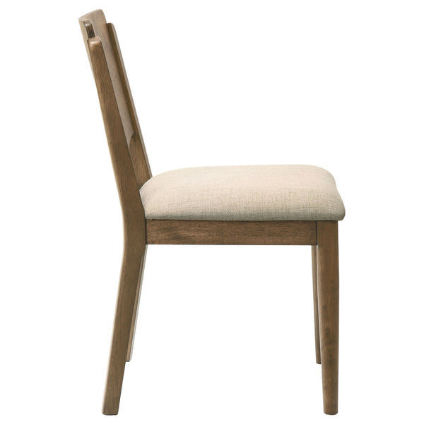English Elm Graham Walnut Wood Dining Chairs with Beige Seat Cushions Modern Set of Two B062P441071