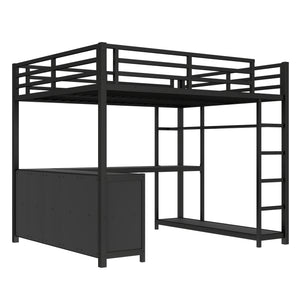 English Elm Metal Twin Xl Loft Bed with L Shaped Desk Wardrobe and Storage for Teens W1580S00417
