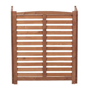 English Elm 3-panel Slatted Wood Outdoor Privacy Screen for Ac Units Trash Enclosures Gardens Brown W2640P272036