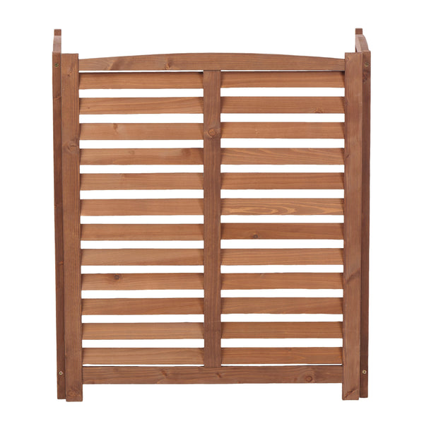 English Elm 3-panel Slatted Wood Outdoor Privacy Screen for Ac Units Trash Enclosures Gardens Brown W2640P272036
