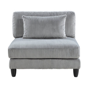English Elm 5pc Modular Sectional Sofa Set in Corduroy Upholstery with Ottoman & Accent Pillows, Modern Luxe Gray 40 L x 40 W x 13.5 H B011S01560