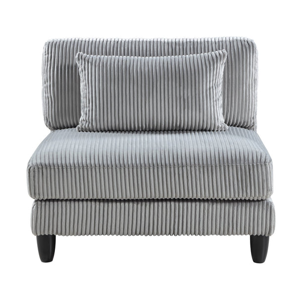 English Elm 5pc Modular Sectional Sofa Set in Corduroy Upholstery with Ottoman & Accent Pillows, Modern Luxe Gray 40 L x 40 W x 13.5 H B011S01560