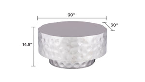 English Elm CT-90-30-30 Hand-Hammered Stainless Steel Coffee Table in Silver — Modern Rounded Artisanal Centerpiece B009P321117
