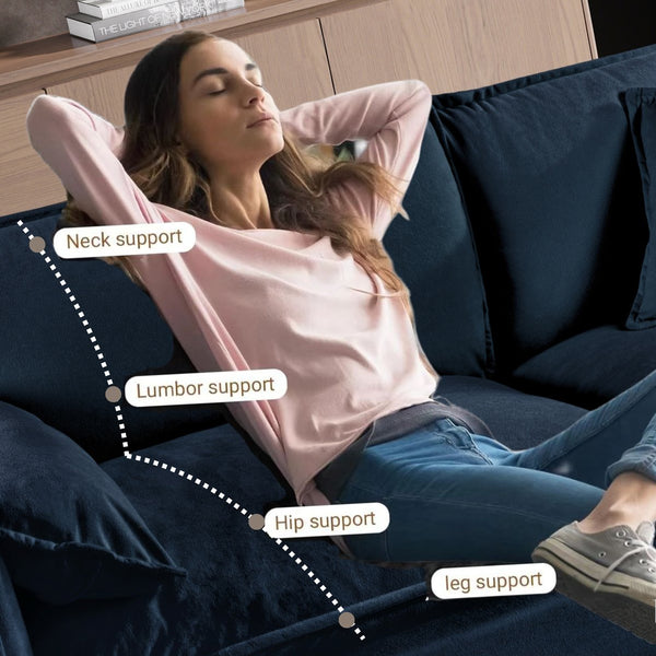 English Elm Deep Cloud Sofa Sectional With 2 Ottomans & Plush Pillows - Modular Loveseat For Modern Living Spaces W3163S00014