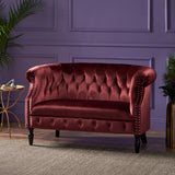 Christopher Knight Home® - Noble House - Milani Tufted Chesterfield Velvet Loveseat With Scrolled Arms