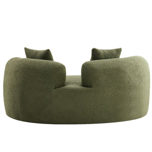 English Elm 66.93 Inch Curved Teddy Velvet Loveseat Sculptural Compact Sofa for Apartments Green W3612P406627