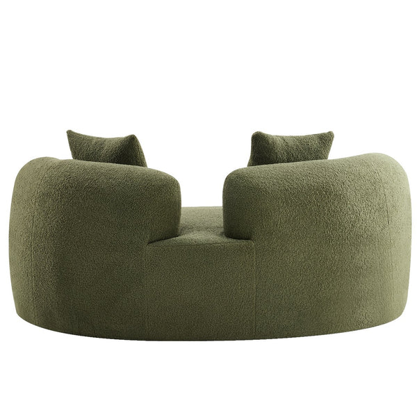English Elm 66.93 Inch Curved Teddy Velvet Loveseat Sculptural Compact Sofa for Apartments Green W3612P406627