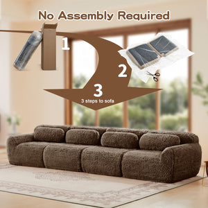English Elm 149'' Plush Modular Cloud Sofa Boneless Ergonomic Design for Home Theater Lounge Chocolate W714S01544