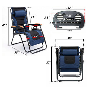 English Elm Oversized Zero Gravity Patio Recliner Breathable Mesh Seat Wood Arms 400 Lb Capacity W5159P431467