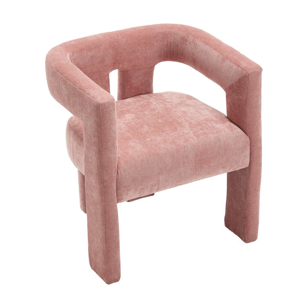English Elm United We Win Chenille Barrel Accent Armchairs Set of Two for Living Room Dining Pink W1568P389270