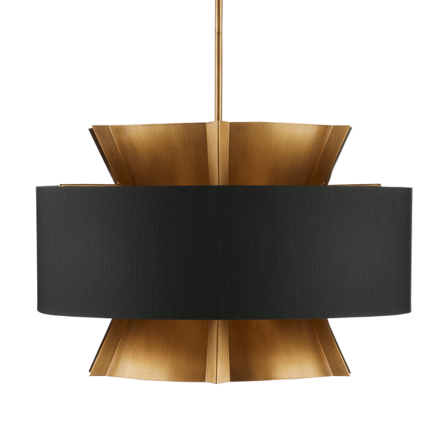 Oxenwood Brass & Black Chandelier – Stunning Metal Design with Adjustable Height for Any Space