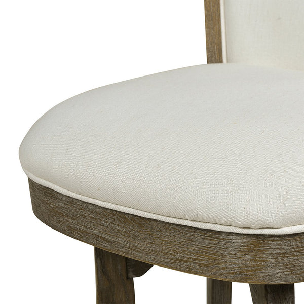 English Elm Jennifer Taylor Home - Henry 27" Armless Swivel Counter Height Bar Stool Heathered Linen Upholstered High Back Support White B2719P238375