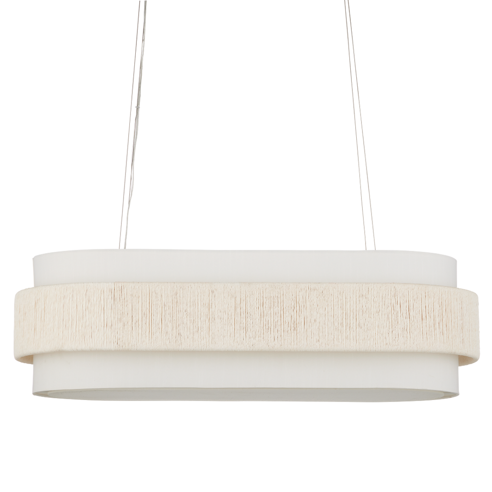 Monreale Oval Chandelier - Eco-Friendly Modern Design with White Shantung Shade & Adjustable Height