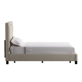 Homelegance By Top-Line Sinead Square Button-Tufted Upholstered Bed Beige Linen