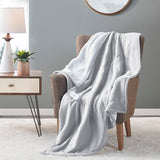 Serta Fleece to Sherpa Casual Heated Throw ST54-0123 Light Grey