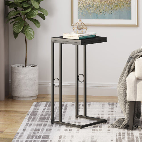 English Elm Christopher Knight Home® - End Table - Modern C-Shape Design With Iron Frame & Mdf Top - Sleek Black Finish For Any Space N771P218229H