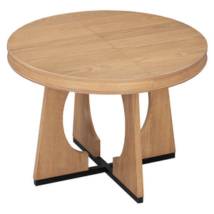 English Elm Trexm Extendable Round Dining Set Oak Veneer Sculptural Base Seats Four to Six Natural ST000131AAD-2026