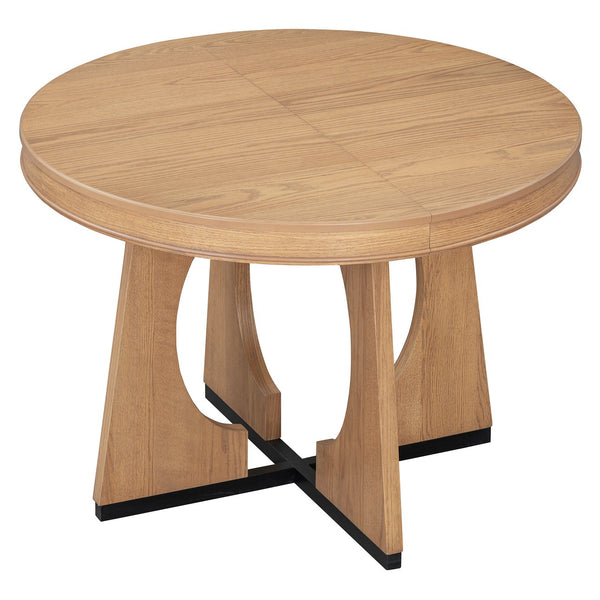 English Elm Trexm Extendable Round Dining Set Oak Veneer Sculptural Base Seats Four to Six Natural ST000131AAD-2026