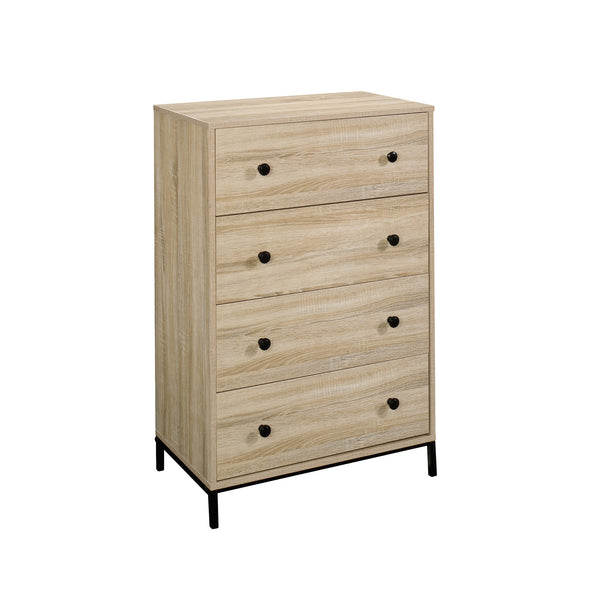 English Elm 4-Drawer Chest In Warm Brown Finish - Modern Design For Stylish Storage & Organization In Any Space B356P367931