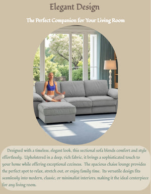 English Elm Fx-P20M-3S0-Gy Modern L-Shaped Sectional Sofa With Chaise & Ottoman – Cozy, Space-Saving Design! W576S00232