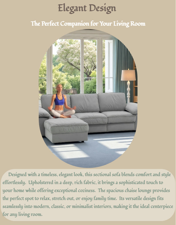 English Elm Fx-P20M-3S0-Gy Modern L-Shaped Sectional Sofa With Chaise & Ottoman – Cozy, Space-Saving Design! W576S00232