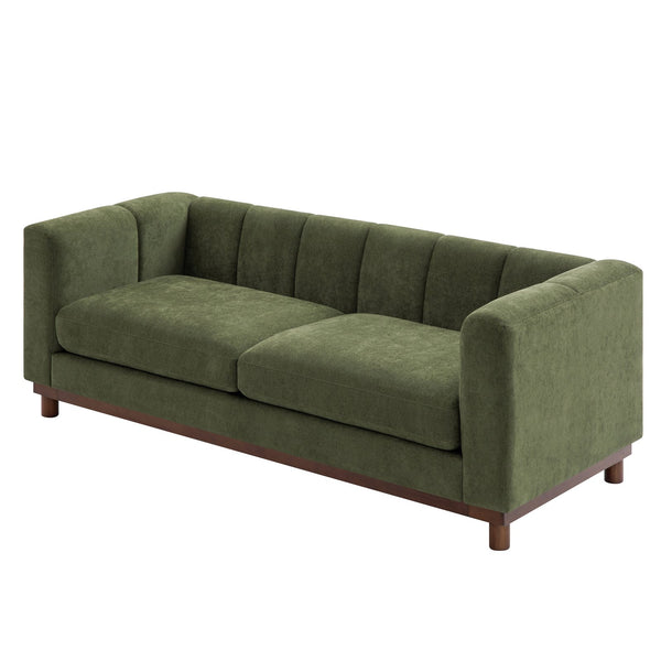 English Elm Modern Chenille Loveseat with Pocket Spring Support for Apartment Living Rooms Green N763S000070F