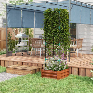 English Elm Outsunny Galvanized Steel Raised Garden Bed With Trellis, Perfect For Vegetables, Vines & Flowers W2225P174400-GIGA