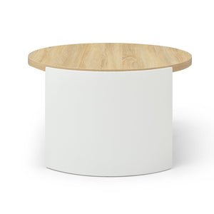 English Elm Round Two-tier Coffee Table with Open Shelf Modern Living Room Wood Grain Mdf Top W1117P224566