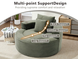 English Elm Round Cloud Sectional Sofa Bed with Memory Foam Cushions for Studio Living Spaces Green W3224P444283