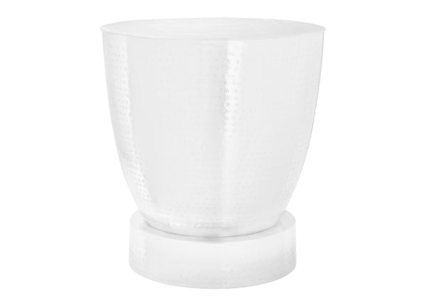English Elm Accent Table - Contemporary White Metal Drum Design For Living Room & Bedroom - Versatile & Chic B2710P219454