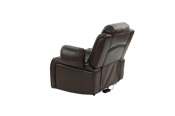 English Elm Power Motion Recliner Chair with USB Cup Holders Wireless Charging Gel Leatherette Brown Comfort B011P205591