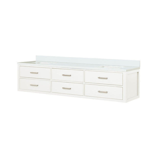 English Elm White Double Bath Vanity 80" W X 22" D With Elegant Quartz Top, Soft-Close Drawers, & Modern Design B2731P258123-GIGA