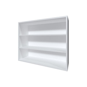 English Elm Chinle Minimalist Wall Cabinet with 3 Open Melamine Shelves for Kitchen Organization and Display White 37 L x 30.8 W x 3.5 H B128P244991
