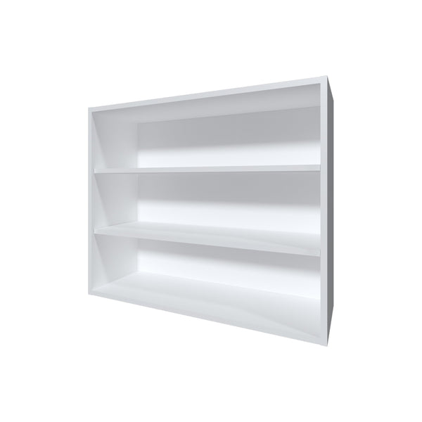 English Elm Chinle Minimalist Wall Cabinet with 3 Open Melamine Shelves for Kitchen Organization and Display White 37 L x 30.8 W x 3.5 H B128P244991